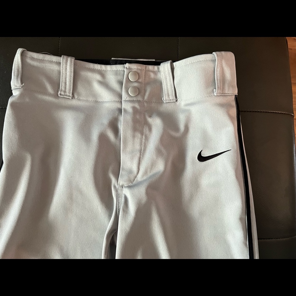 Nike Dri-Fit Baseball Pants - Kids XL - grey with black pipping on sides.